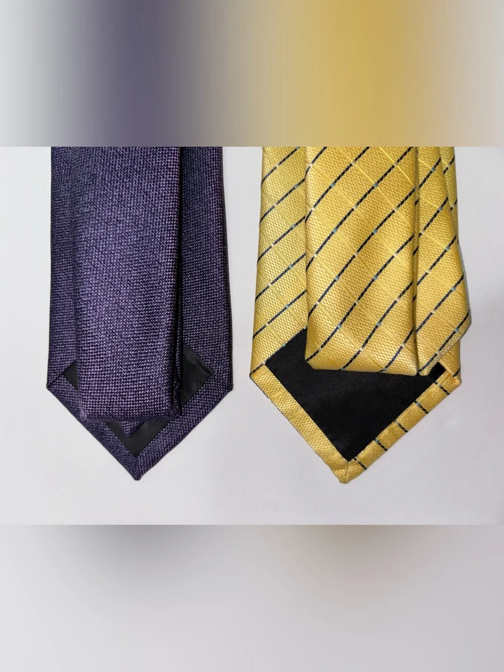 Bespoke New York Regular Tie 2 Piece Lot Purple Yellow Polyester 3” Width NWT
